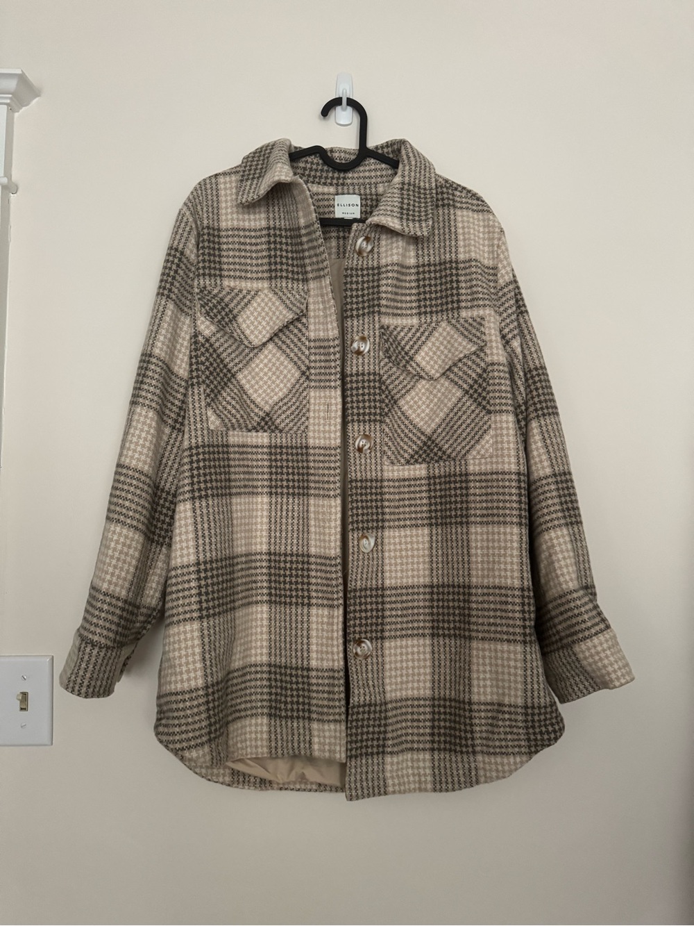 Ellison Beige Plaid Utility Shacket